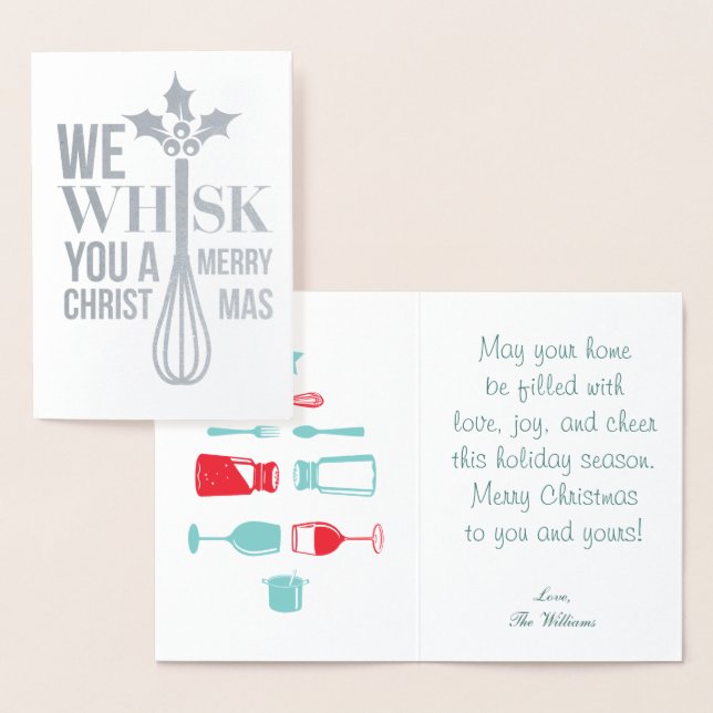 Tarjeta Con Relieve Metalizado Whisk You a Merry Christmas (Demostración)