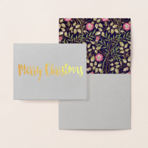 Tarjeta Con Relieve Metalizado William Morris Sweet Briar Floral Art Nouveau