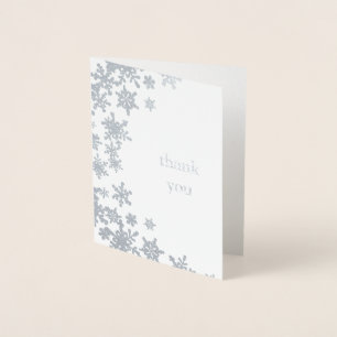 Tarjeta Con Relieve Metalizado Winter Snowflake Swirl Gracias Tarjeta De Relieve 