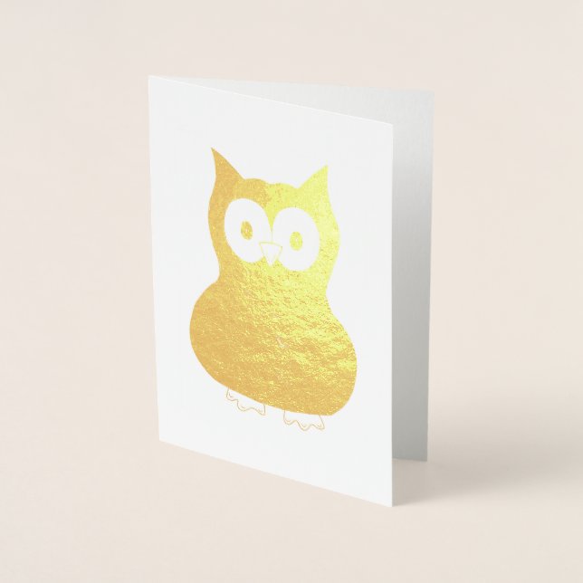 Tarjeta Con Relieve Metalizado Wise Brown Owl Bird Hoot Animal Gift (Anverso)