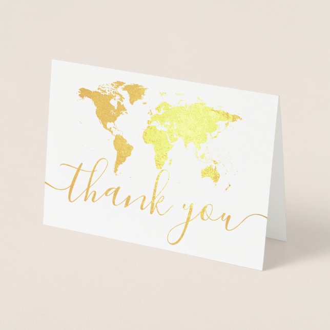 Tarjeta Con Relieve Metalizado World Map You Gracias (Anverso)