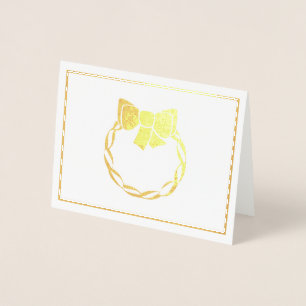 Tarjeta Con Relieve Metalizado Wreath de Relieve metalizado dorado real