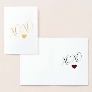 Tarjeta Con Relieve Metalizado XOXO Love Heart