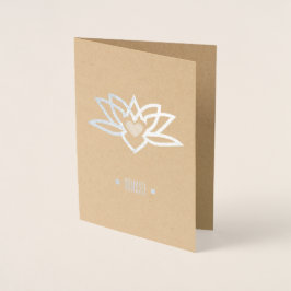 Tarjeta Con Relieve Metalizado Yoga Lotus Heart Namaste