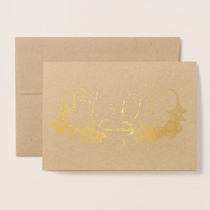Tarjeta Con Relieve Metalizado Yule Bendito