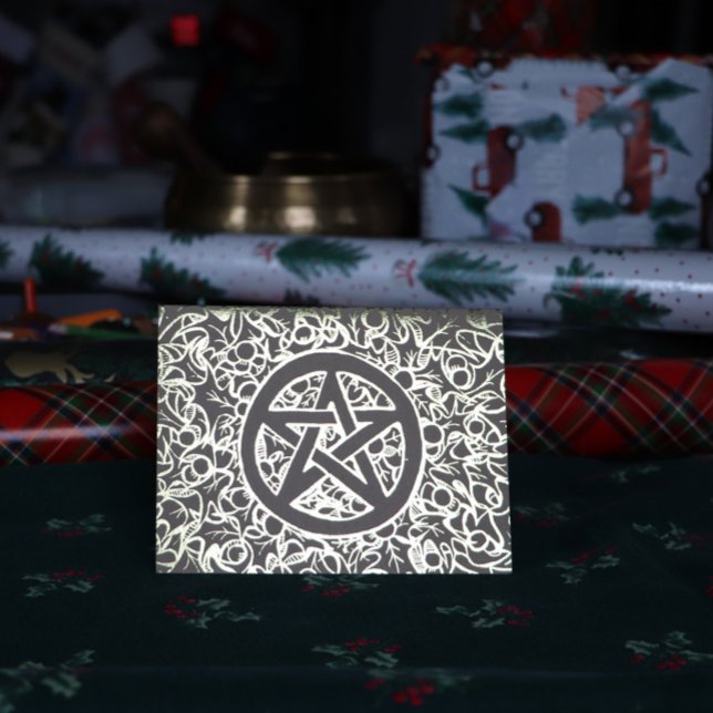 Tarjeta Con Relieve Metalizado Yule Pentacle Merry Yule Blessings (Subido por el creador)