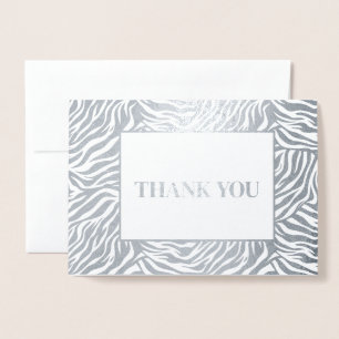 Tarjeta Con Relieve Metalizado Zebra Print Gracias