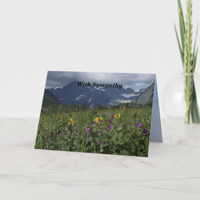 Tarjeta Con simpatía, flores silvestres de montaña saludan (Anverso)