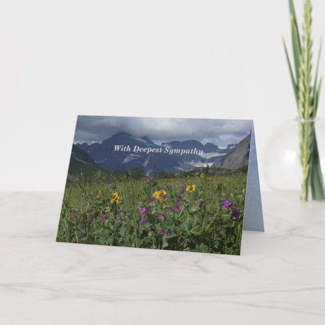 Tarjeta Con simpatía, flores silvestres de montaña saludan (Anverso)