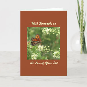 Tarjeta Con simpatía, pérdida de Mascota, mariposa Naranja