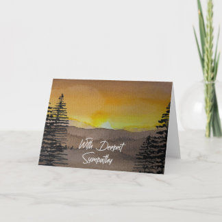 Tarjeta Con Sincero Pésame Acuarela Puesta de Sol