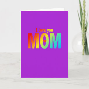 Tarjeta con texto de arcoíris 'Te quiero mamá'
