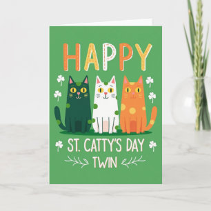 Tarjeta con Textura de Brillo de Gatos Felices