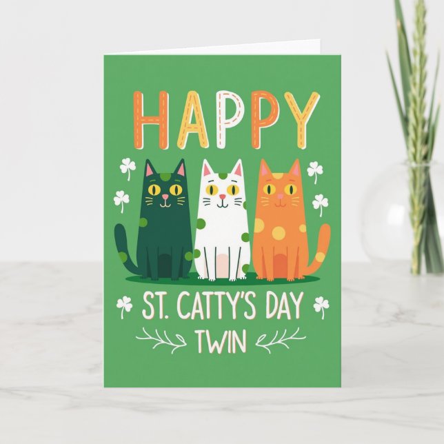 Tarjeta con Textura de Brillo de Gatos Felices (Anverso)