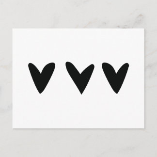 Tarjeta con tres corazones negros lindos