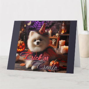 Tarjeta con una impresión de un Pomeran blanco