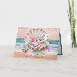 Tarjeta Concha de perla Floral Pastel Personalizado Coster