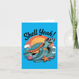 Tarjeta Concha Sí Cute Tortuga Playa Del Océano Chiste Ver