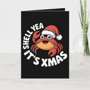 Tarjeta Concha Sí Es Navidad Cangrejo De Navidad Santa Som