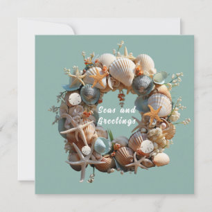 Tarjeta Conchas de Navidad Estrella de Mar Dólares de Aren