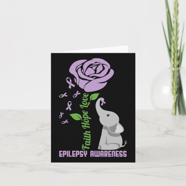 Tarjeta Conciencia de la Epilepsia Fe Esperanza Amor Flor  (Anverso)