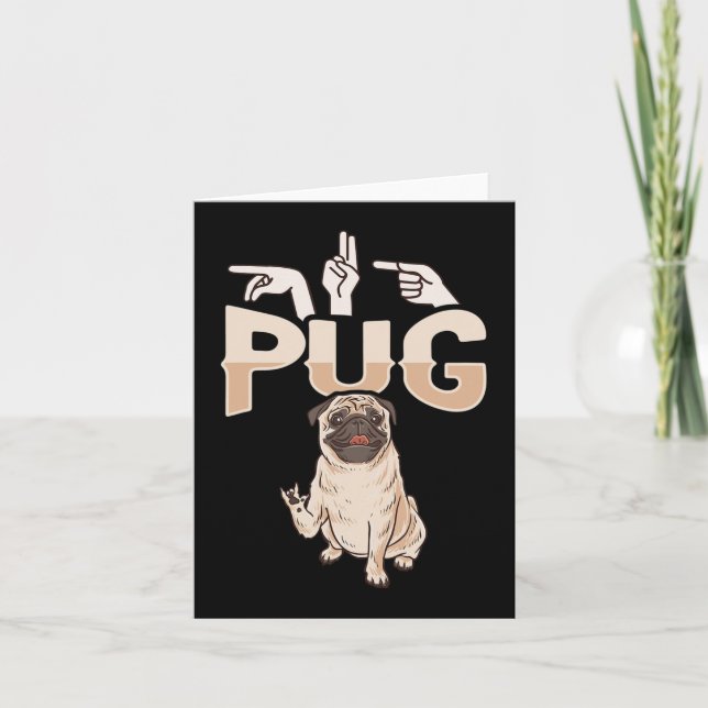 Tarjeta Conciencia de pérdida auditiva IL Pug ASL gesto de (Anverso)