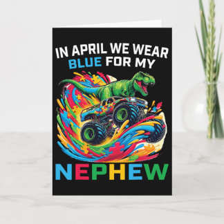 Tarjeta Conciencia del Autismo Azul Sobrino Camión Monstru