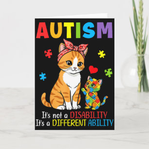 Tarjeta Conciencia del Autismo Madre Gato Diferente Capaci