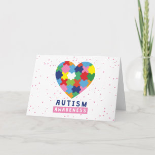 Tarjeta conciencia del autismo rosa