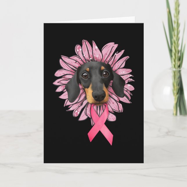 Tarjeta conciencia del cáncer de mama del dachshund (Anverso)