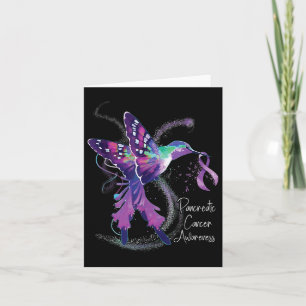 Tarjeta Conciencia del cáncer pancreático Hummingbird Purp