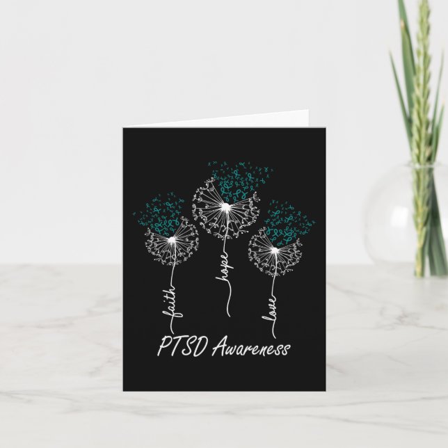 Tarjeta Conciencia Del Ptsd Fe Esperanza Amar A Dandelion (Anverso)