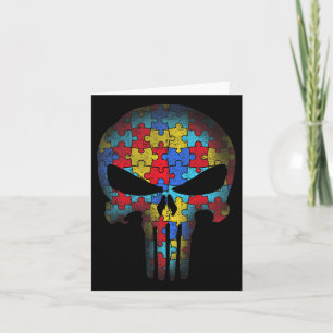 Tarjeta Conciencia sobre autismo de cráneo Tee Mom Dad Aut