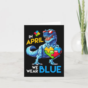 Tarjeta Conciencia sobre autismo Trex Dino Dinosaurio Dino