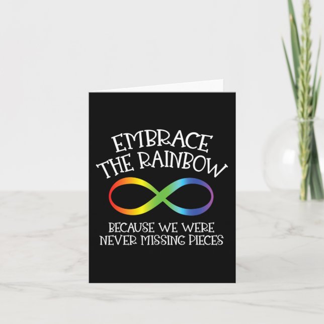 Tarjeta Conciencia sobre el autismo abraza el arco iris co (Anverso)