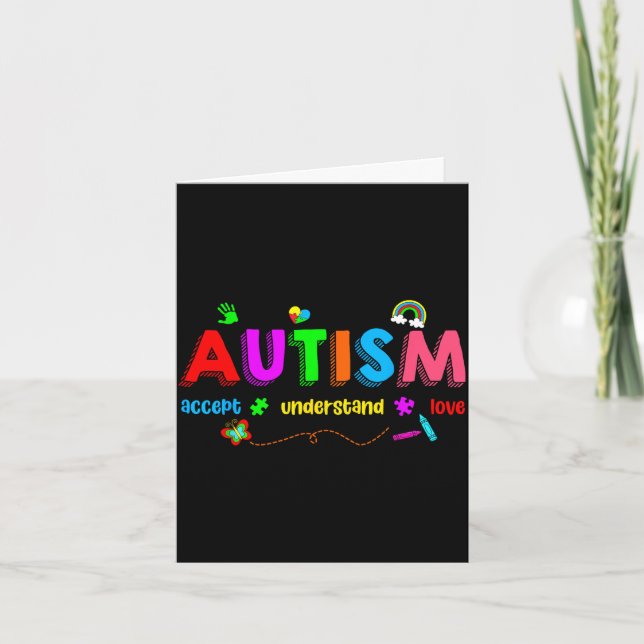 Tarjeta Conciencia sobre el autismo acepta entender profes (Anverso)