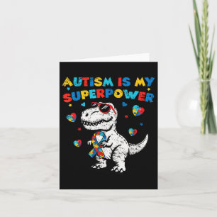 Tarjeta Conciencia sobre el autismo azul T-rex son mis hij
