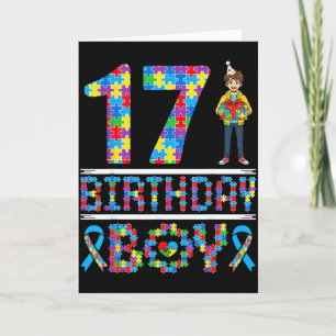 Tarjeta Conciencia sobre el Autismo Cumpleaños 17 Niño Pie