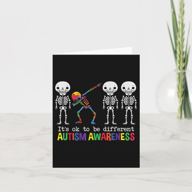 Tarjeta Conciencia Sobre El Autismo Dabbing Skeleton No Es (Anverso)