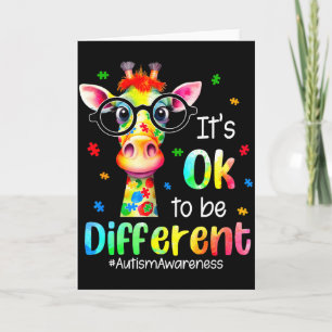 Tarjeta Conciencia sobre el Autismo Jirafa Animal Es Ok Se