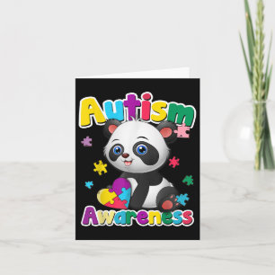 Tarjeta Conciencia sobre el autismo Panda Puzzle Pieces Co