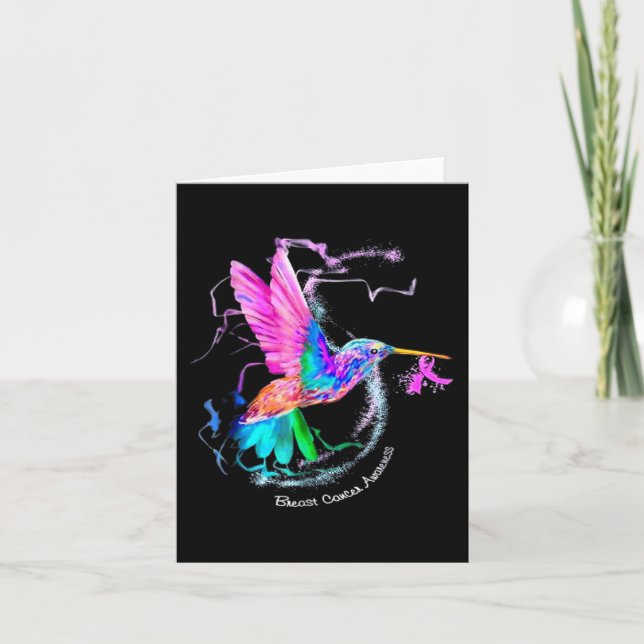 Tarjeta Conciencia sobre el cáncer de mama en colibrí (Anverso)