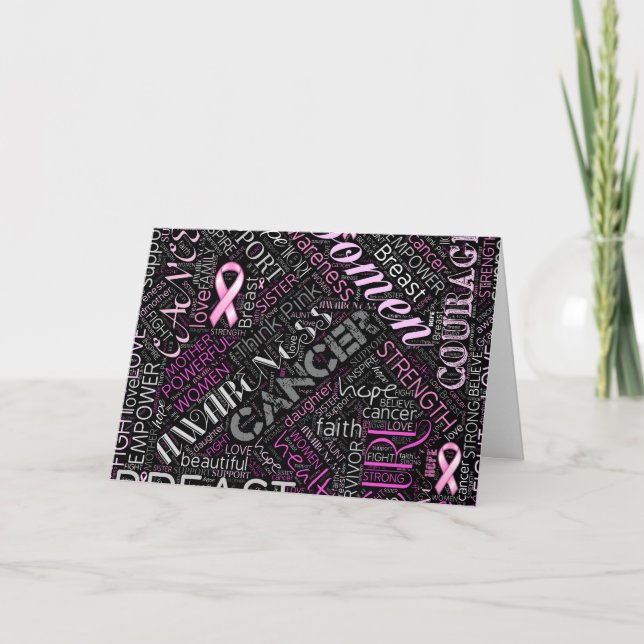 Tarjeta Conciencia sobre el cáncer de mama Word Cloud ID26 (Anverso)
