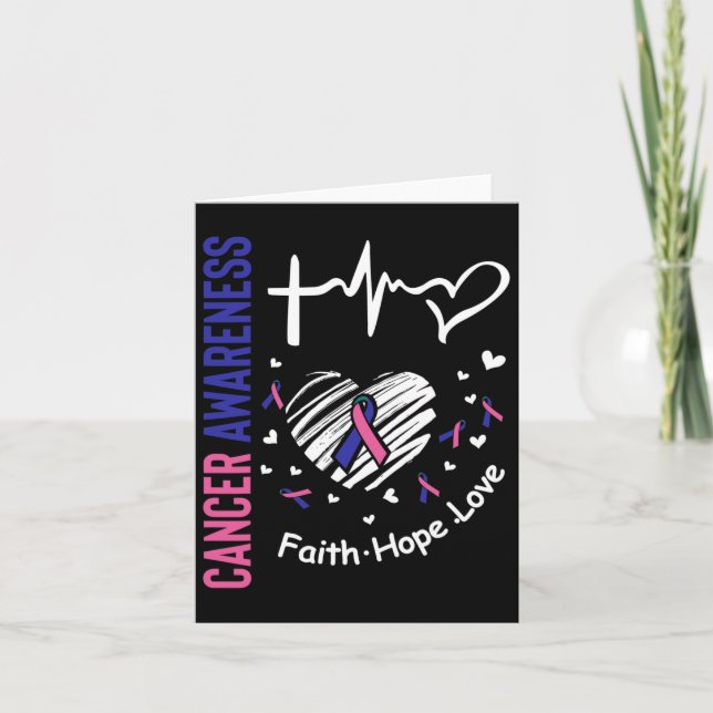 Tarjeta Conciencia sobre el cáncer Fe Esperanza amor (Anverso)