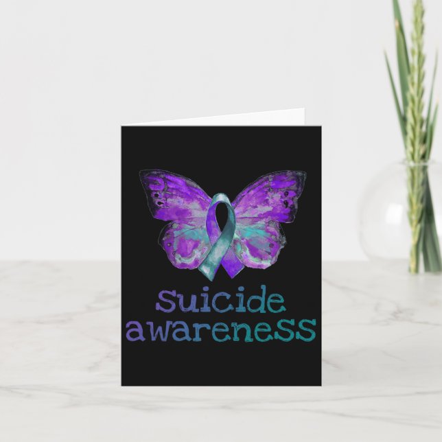 Tarjeta Conciencia sobre el suicidio Semicolón de mariposa (Anverso)