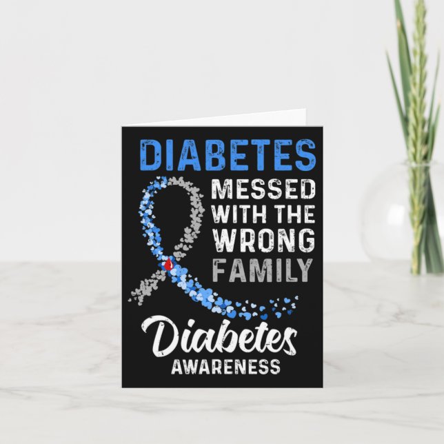 Tarjeta Conciencia sobre la diabetes con la familia equivo (Anverso)