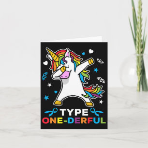 Tarjeta Conciencia sobre la diabetes tipo 1 Unicornio tipo