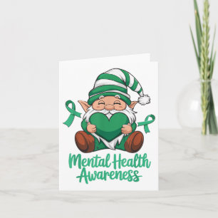 Tarjeta Conciencia sobre la salud mental Tee Cute Gnome co