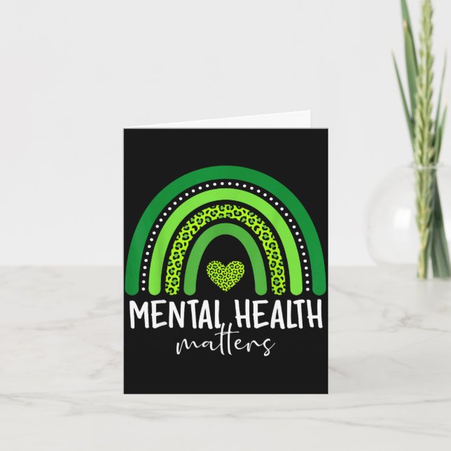 Tarjeta Conciencia sobre salud mental cerebro arcoíris ver (Anverso)