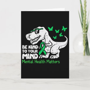Tarjeta Conciencia sobre Salud Mental Dino Divertido Niño